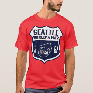 Camiseta 1962 Seattle World Fair Retro Shield White em Blu