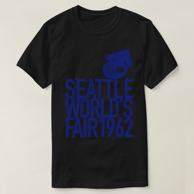 Camiseta 1962 Seattle Worlds Fair Block Blue (Frente do Design)