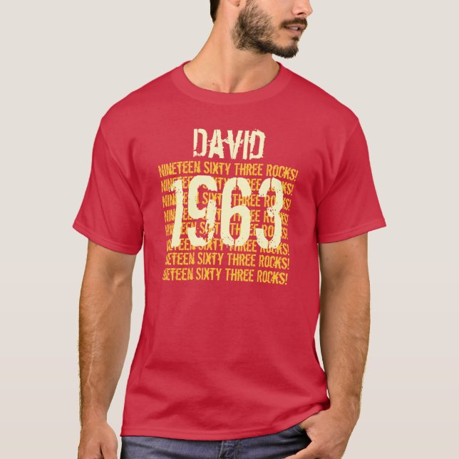 Camiseta 1963 ou qualquer ano 50.o aniversário Dom Vermelho (Frente)