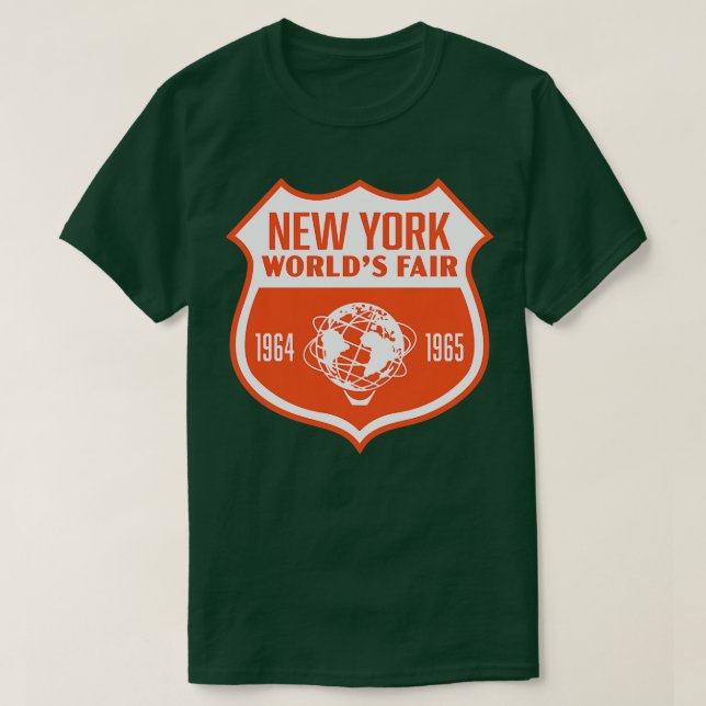 Camiseta 196465 New York World Fair Retro Shield White em (Frente do Design)