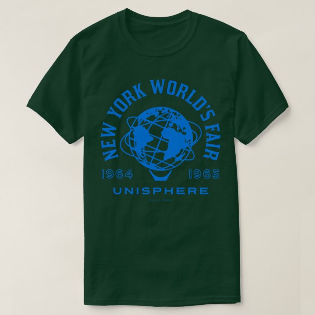 Camiseta 196465, New York World Fair Unisphere com Anos B (Frente do Design)