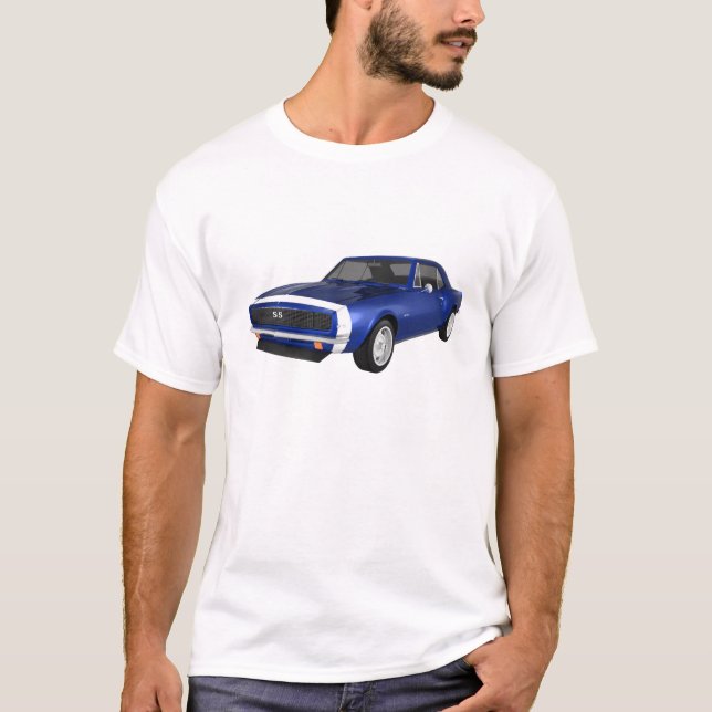 Camiseta 1967 Camaro SS: Término Azul: Modelo 3D: (Frente)