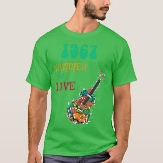 Camiseta 1967 Summer of Love Hippie Abstrato Guitar