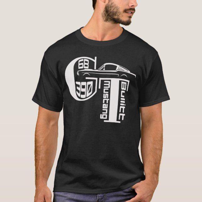Camiseta  1968 Ford Mustang GT 390 T-Shirt (Frente)