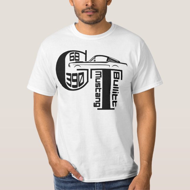 Camiseta  1968 Ford Mustang GT 390 T-Shirt. (Frente)