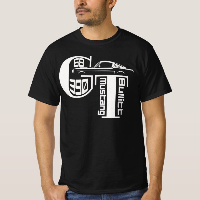 Camiseta  1968 Ford Mustang GT 390 T-Shirt (Frente)