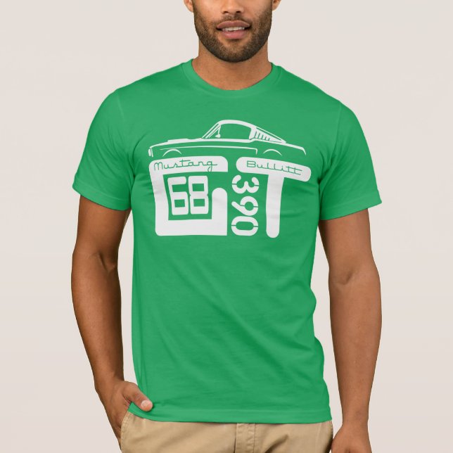 Camiseta 1968 Ford Mustang GT 390 T-Shirt. (Frente)