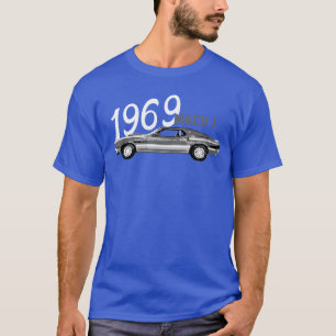 Camiseta 1969 69 Mach 1 Clássico Antigo Carro EUA Bandeira