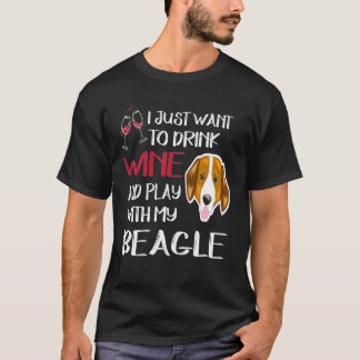 Camiseta 196 Bebe Vinho E Brinca Com Minha Beagle