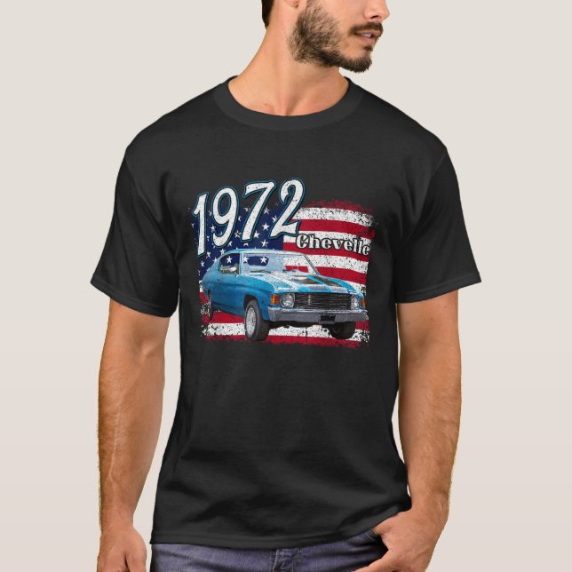Camiseta 1972 72 Chevelle Malibu SS 4º de julho americano (Frente)
