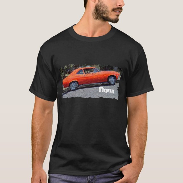 Camiseta 1972 Chevy Nova - Digital Art T-Shirt (Frente)