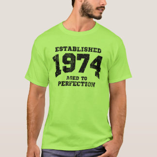 Camiseta 1974 estabelecidos envelhecidos à perfeição