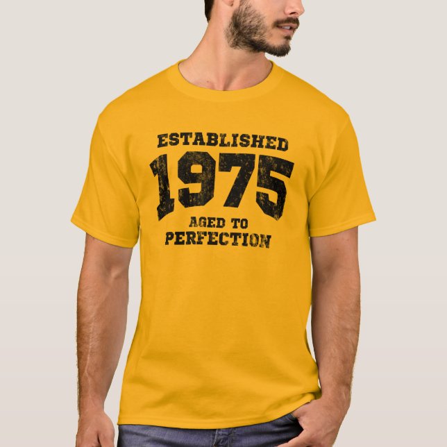 Camiseta 1975 estabelecidos envelhecidos à perfeição (Frente)