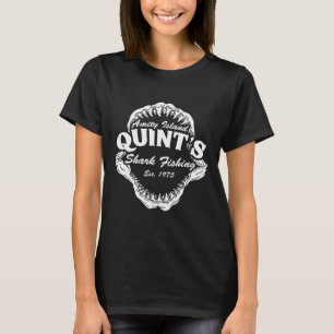 Camiseta 1975 - Letra de pesca de tubarão da ilha de Amity