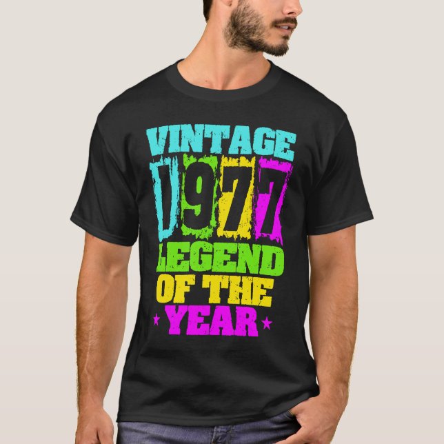 Camiseta 1977 Birthday Vintage 1977 & Nascer Em 1977 (Frente)