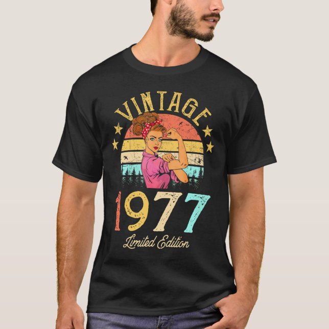 Camiseta 1977 Feita Em 1977 45º Aniversário De Mulheres De  (Frente)