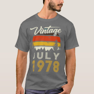 Camiseta 1978 Vintage Julho Gif Aniversário