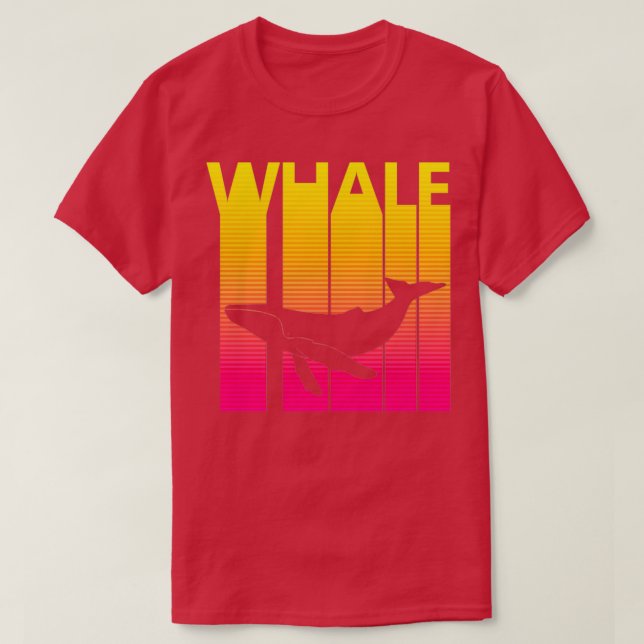 Camiseta 1980s Retro Style Whale Animal Silhouette (Frente do Design)