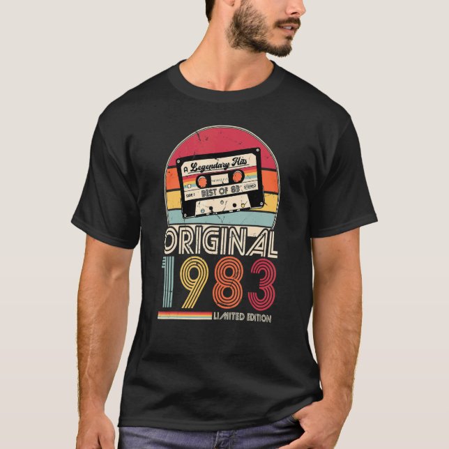 Camiseta 1983 Vintage Birthday Retro Men Mulher (Frente)