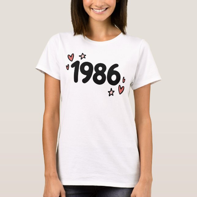Camiseta 1986 Cute Retro Birthday (Frente)