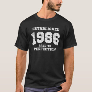 Camiseta 1986 estabelecidos envelhecidos à perfeição