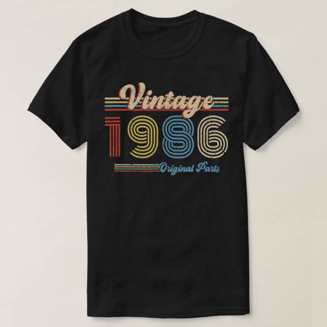 Camiseta 1986 Presente de Aniversário Retroativo Vintage 19 (Frente do Design)