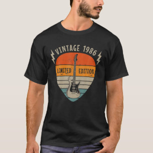 Camiseta 1986 Vintage Birthday Limited Edition Pick Guitar