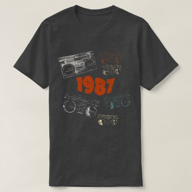 Camiseta 1987 sobre a música retrô (Frente do Design)