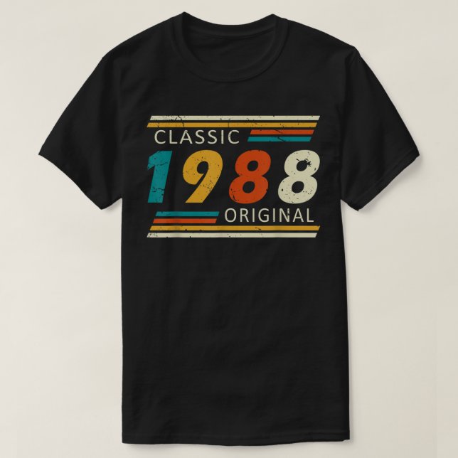 Camiseta 1988 Aniversário Clássico - Ano de Aniversário - V (Frente do Design)