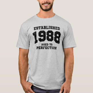 Camiseta 1988 estabelecidos envelhecidos à perfeição