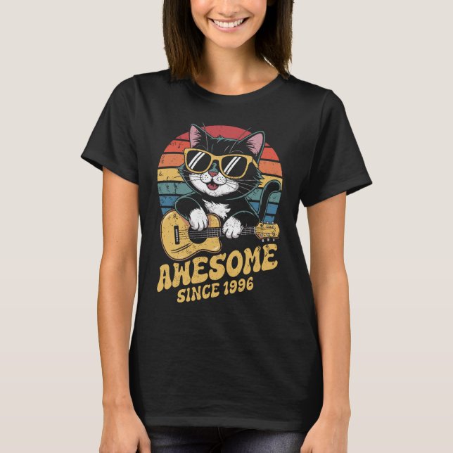 Camiseta 1996 Birthday Cat Lover Ukulele Retro 30th Bday  (Frente)