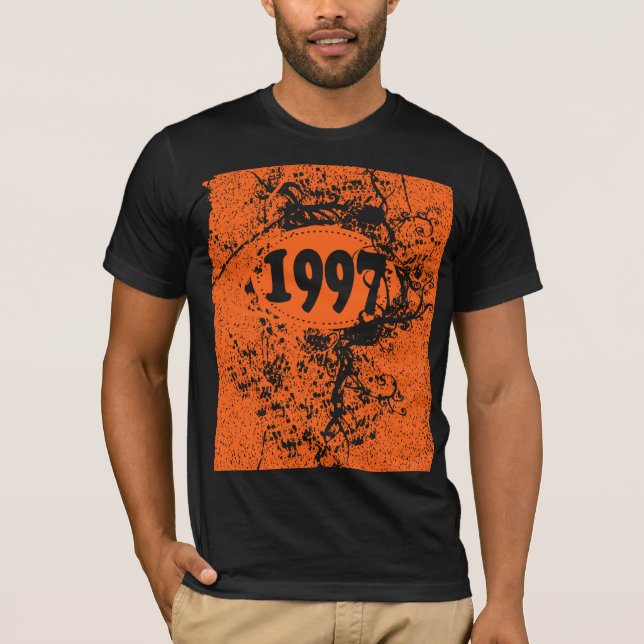 Camiseta 1997 - Laranja, Preto Vintage retro - T-Shirt (Frente)
