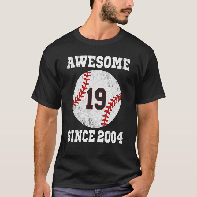 Camiseta 19.º Aniversário do Jogador de Beisebol com 19 ano (Frente)
