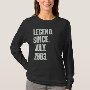 Camiseta 19 anos, 19.a legenda de aniversário desde julho d