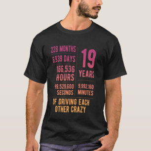 Camiseta 19 Anos de Casados Engraçado 19º Aniversário de Ca