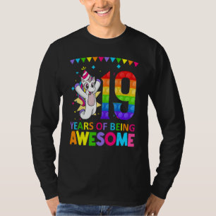Camiseta 19 Anos De Incrível Nascimento Colorido Do Unicórn