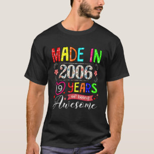 Camiseta 19 Anos Feitos Em 2006, Floral 19ª Rapariga De Ani