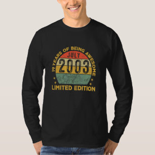 Camiseta 19 anos Julho de 2003 19º Aniversário