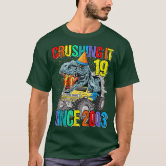 Camiseta 19 Esmagamento Desde 2003 Monster Truck Dinossaur