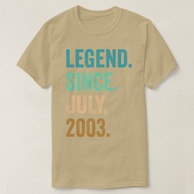 Camiseta 19 Years Old Legend Since July 2003 19th Birthday  (Frente do Design)