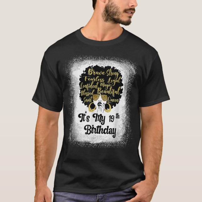 Camiseta 19 Years Old Leopard Melanin Girl It'S My Birthday (Frente)
