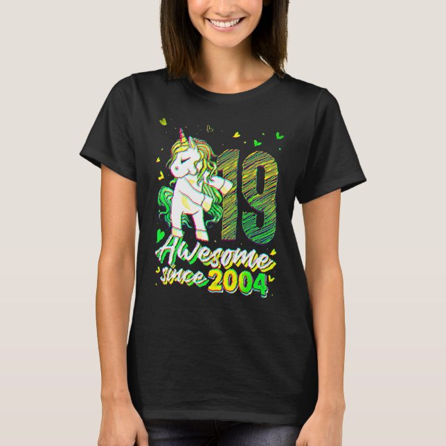 Camiseta 19 Years Old  Unicorn Flossing 19th Birthday Unico (Frente)