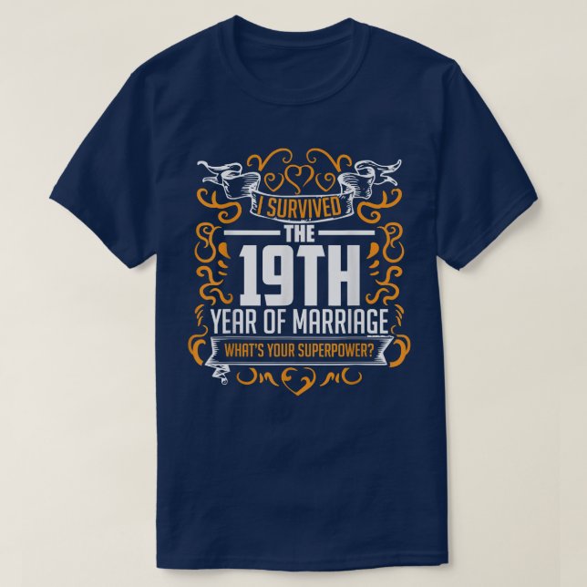 Camiseta 19th Wedding Anniversary Gifts 19 Year T  For Her  (Frente do Design)