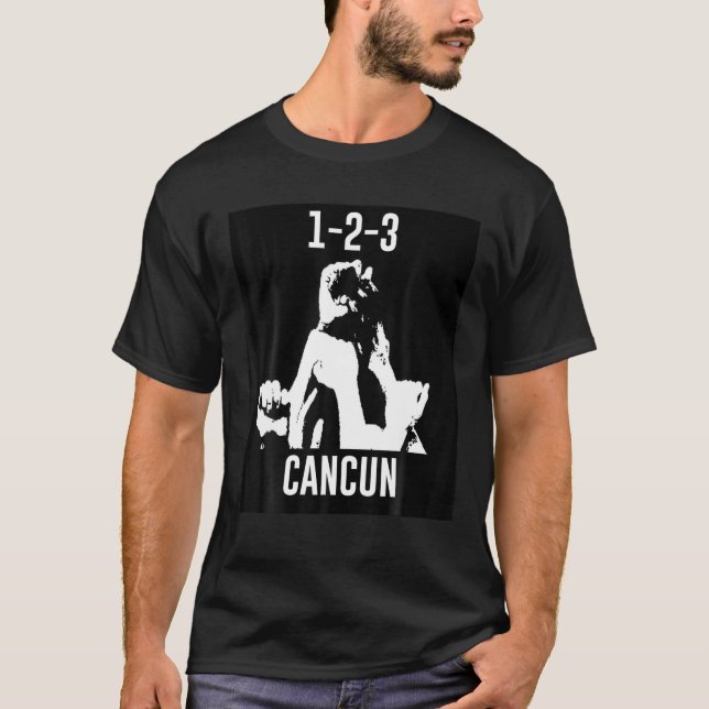 Camiseta 1-2-3 Cancún Férias Memória Engraçada (Frente)