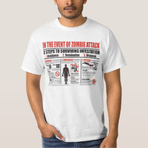 Camiseta 1-2-3 etapas para o ataque do zombi