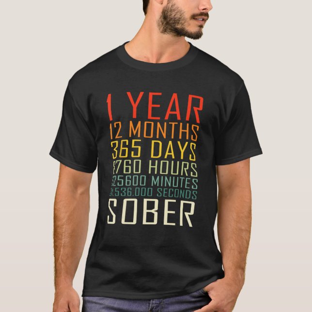 Camiseta 1 ano de aniversário da Sobriedade Vintage 1 ano S (Frente)