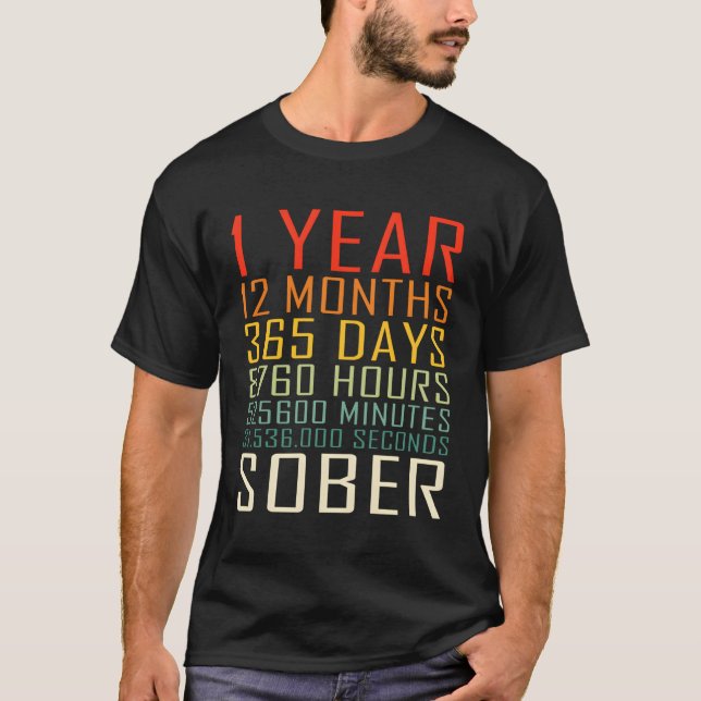 Camiseta 1 ano de aniversário de sobriedade 1 anos de sobri (Frente)