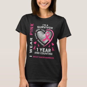 Camiseta 1 ano de Cancer grátis mãe cor-de-rosa consciência