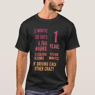 Camiseta 1 Ano de Casados Engraçado 1º Aniversário de Casam