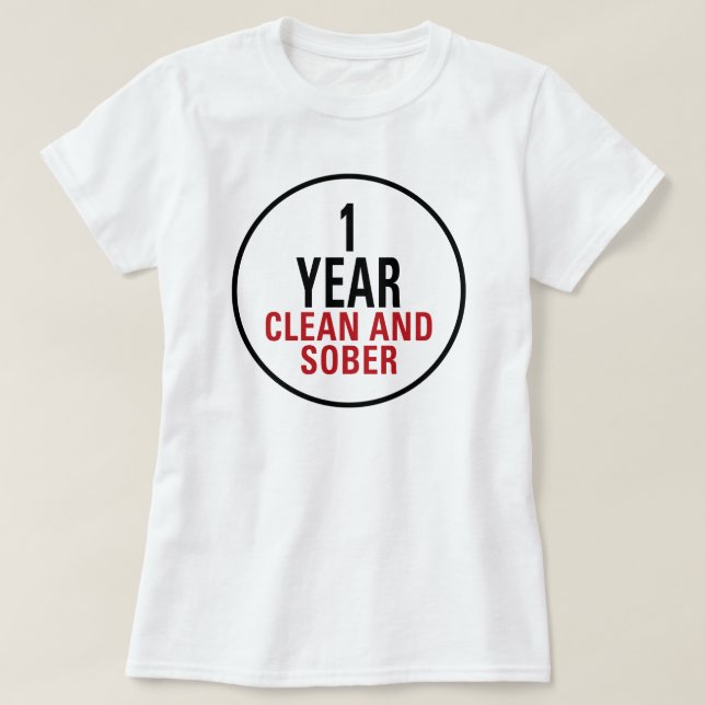 Camiseta 1 ano limpo e sóbrio (Frente do Design)